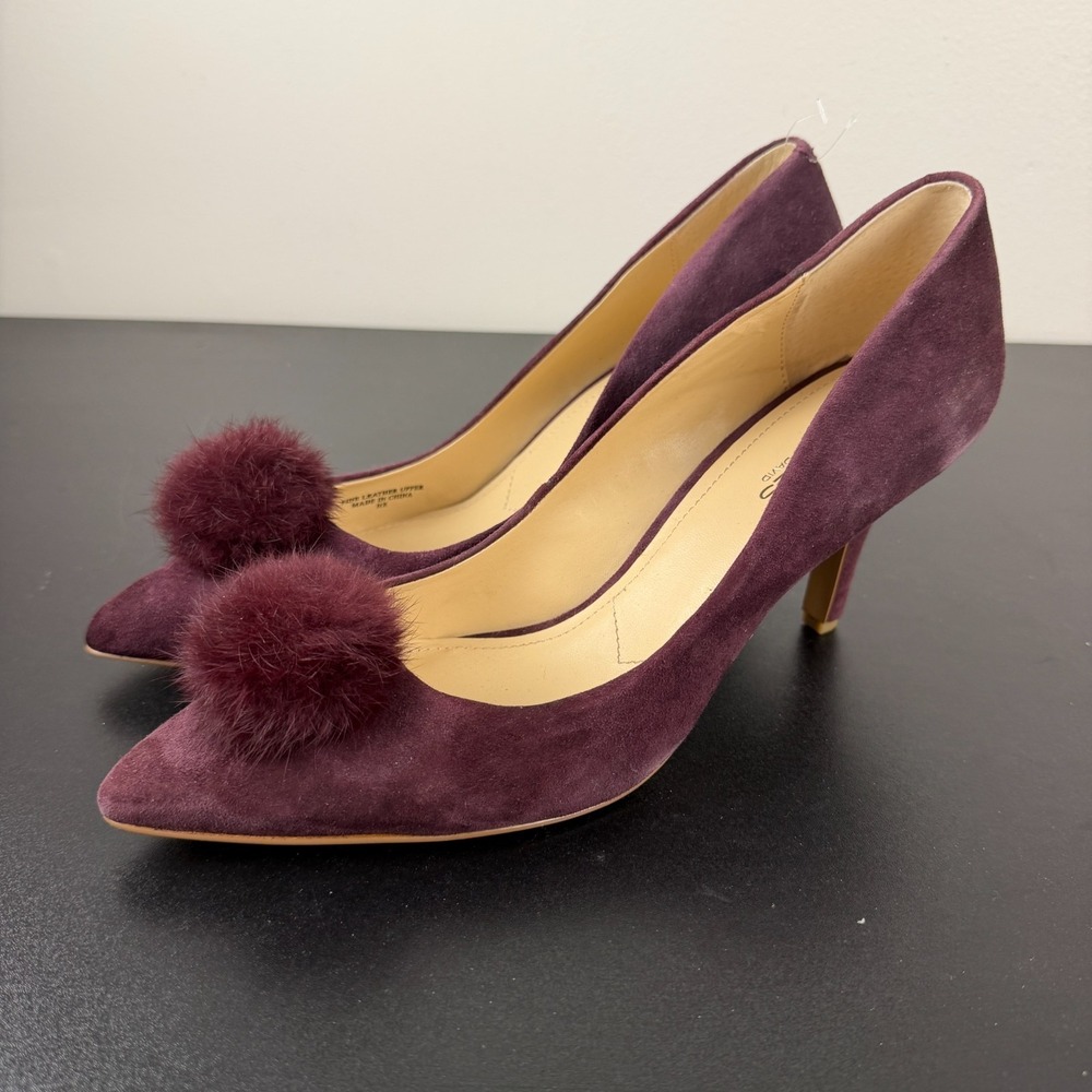 Charles David Duchess Pumps Women's 9M Purple Stiletto Heels Suede Pointed Toe